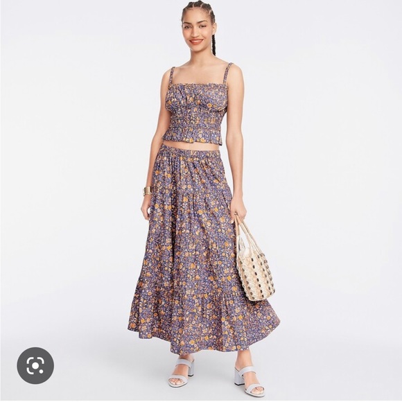 J. Crew Skirts Jcrew Maxi Floral Skirt Tiered Poshmark